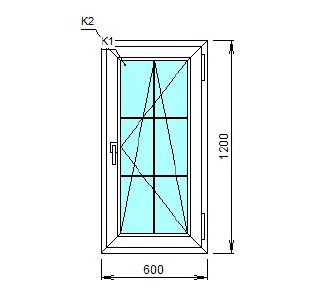 Пластиковое окно 600x1200
