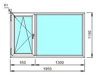 Пластиковое окно 1950x1190